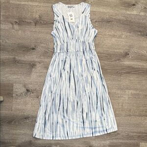 Grace Karin Sleeveless Blue and White Midi Dress Size M